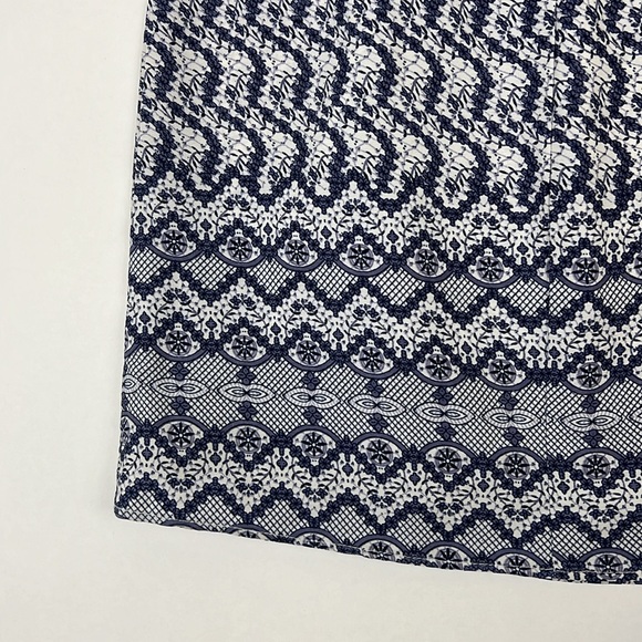 JAPNA Kids flutter sleeve blouse blue and white geometric print 6X - Picture 4 of 10